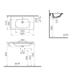 Vitra Zentrum 80x46 Cm Etajerli Lavabo 7793B003-0001 görsel 2