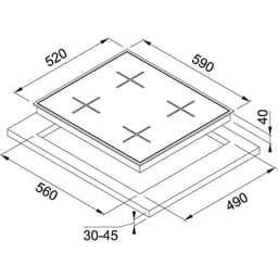 Franke Smart Linear Square FHNS 604 4G BK C Siyah Cam Ocak görsel 2