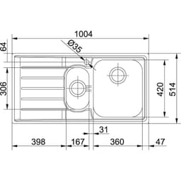 Franke Neptun NEX 251-100 1.5 Gözlü Sol Damlalıklı Çelik Evye görsel 2