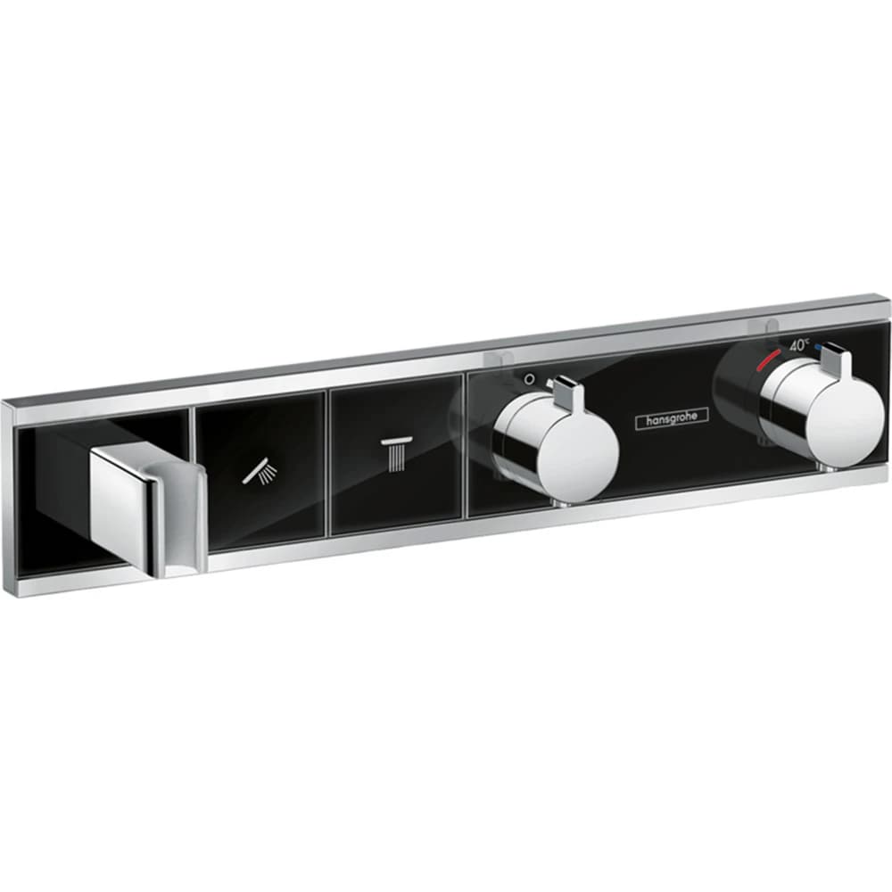 Hansgrohe RainSelect 2 Çıkış Siyah-Krom Termostatik Ankastre Banyo Bataryası - 15355600