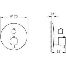 Artema V-Box Fırçalı Bakır Ankastre Termostatik Banyo Bataryası - A4325824 görsel 2