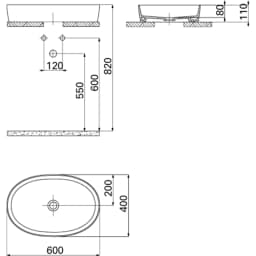 Creavit Loop 60x40 Cm Oval Mat Cappuccino Çanak Lavabo - LP160 görsel 2