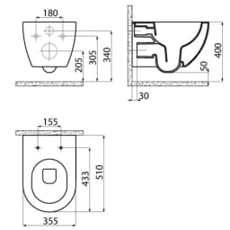 Creavit Rim-Off Termal Musluk Entegreli Asma Klozet - FE322-34CB00E-0002 görsel 2