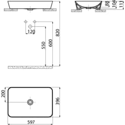Creavit Ultra 60x40 Cm Dikdörtgen Mat Siyah Çanak Lavabo görsel 2
