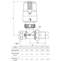 Eca 1/2 Beyaz Termostatik Düz Radyatör Valfi - 602120756 görsel 2
