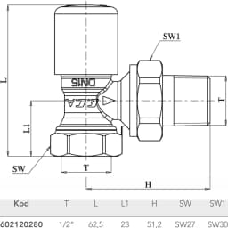 Eca 1/2 Köşe Radyatör Valfi - 602120280 görsel 2