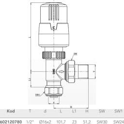 Eca 1/2 Pex Köşe Termostatik Radyatör Valfi - 602120780 görsel 2