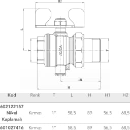 Eca Kırmızı Kol Nikel Kaplamalı Termokupl Çıkışlı Küresel Valf - 602122157 görsel 2