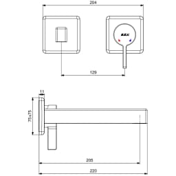 Eca Life Mat Siyah Ankastre Lavabo Bataryası - 102167622C1-KK görsel 2