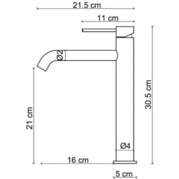 Fontana FJ-SS2022 Mat Altın Yüksek Lavabo Bataryası görsel 2