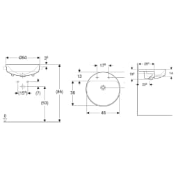 Geberit VariForm 50 Cm Yuvarlak Yarım Tezgah Lavabo - 500.783.01.2 görsel 2