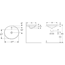 Geberit VariForm 50x45 Oval Tezgah Üstü Lavabo - 500.712.01.2 görsel 2