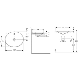 Geberit VariForm 55x45 Cm Tezgah Üstü Lavabo - 500.720.01.2 görsel 2
