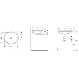 Geberit VariForm 56x46 Cm Oval Tezgah Altı Lavabo - 500.754.01.2 görsel 2