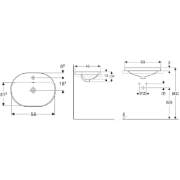 Geberit VariForm 60x45 Cm Tezgah Üstü Lavabo - 500.732.01.2 görsel 2