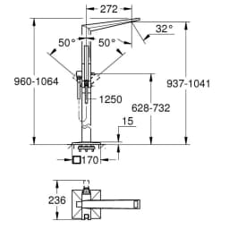 Grohe Allure Brilliant Private Collection Yerden Küvet Bataryası - 24424DC0 görsel 2