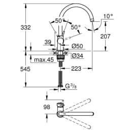 Grohe BauClassic 2020 Tek Kumandalı Eviye Bataryası - 31536001 görsel 2