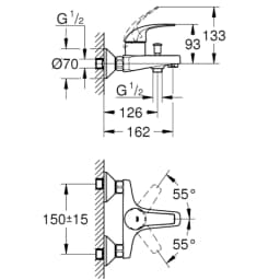 Grohe BauCurve Tek Kumandalı Banyo Bataryası - 23605000 görsel 2