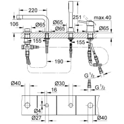 Grohe Concetto New Dört Delikli Küvet bataryası - 19576002 görsel 2
