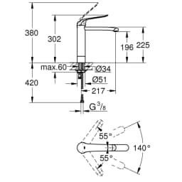 Grohe Euroeco Special Lavabo Bataryası - 30208000 görsel 2