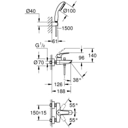 Grohe Eurodisc Cosmopolitan Tek Kumandalı Banyo Bataryası - 33395002 görsel 2