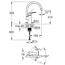 Grohe Eurosmart 2021 Tek Kumandalı Eviye Bataryası - 33202003 görsel 2
