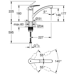 Grohe Eurosmart Tek Kumandalı Eviye Batarya - 3328130E görsel 2