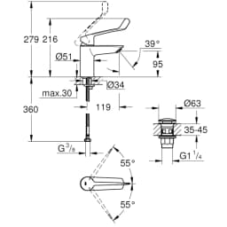 Grohe Eurosmart 2021 Tek Kumandalı Lavabo Bataryası - 23987003 görsel 2
