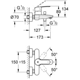 Grohe Eurostyle Cosmopolitan Tek Kumandalı Banyo Bataryası - 33591002 görsel 2