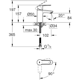 Grohe Eurostyle Cosmopolitan Tek Kumandalı Lavabo Bataryası - 2337320E görsel 2