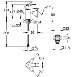 Grohe GROHE Plus 2019 Tek Kumandalı Lavabo Bataryası - 23878001 görsel 2