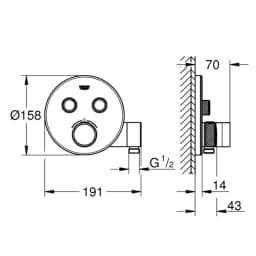 Grohe Grohtherm SmartControl Çift Valfli Akış Kontrollü Ankastre Termostatik Duş Bataryası - 29120000 görsel 2