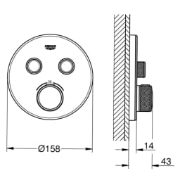 Grohe Grohtherm SmartControl Çift Valfli Akış Kontrollü Ankastre Termostatik Duş Bataryası - 29151LS0 görsel 2