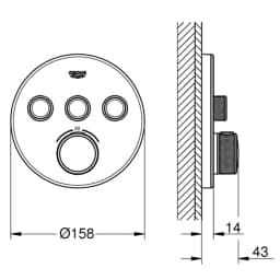 Grohe Grohtherm SmartControl Üç Valfli Akış Kontrollü Ankastre Termostatik Duş Bataryası - 29904LS0 görsel 2