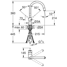 Grohe Minta Tek Kumandalı Eviye Bataryası - 3291800E görsel 2