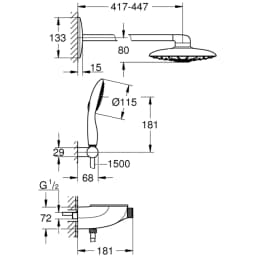 Grohe Rainshower SmartControl Termostatik Yarı Ankastre Duş Bataryası - 26443000 görsel 2