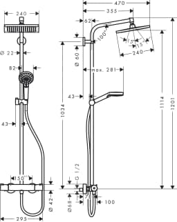 Hansgrohe Crometta E 240 Termostatik Banyo Bataryalı Duş Kolonu görsel 2