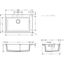 Hansgrohe S51 S510-F660 Ankastre Grafit Siyahı Evye 43313170 görsel 2