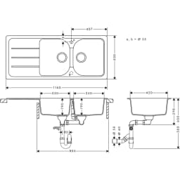 Hansgrohe S52 S520-F735 Beton Gri Ankastre Granit Eviye - 43348380 görsel 2