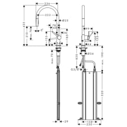 Hansgrohe Talis M54 210 2jet sBox Satin Siyah Eviye Bataryası 72801670 görsel 2