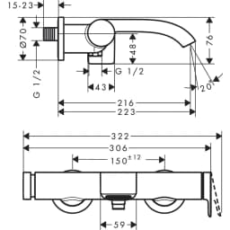Hansgrohe Vivenis Tek Kollu Satin Siyah Banyo Bataryası 75420670 görsel 2