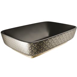 Kale Dove 2.0 60x40 Cm Mat Siyah-Altın Dekor Dikdörtgen Çanak Lavabo görsel 1
