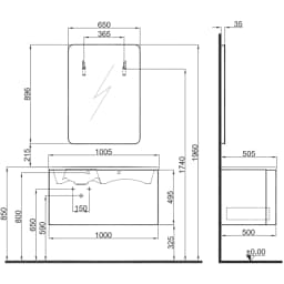 Kale Fold Pro 100 Cm Sağ Etajer Lavabolu Mat Siyah Banyo Dolabı Takımı görsel 2