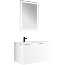 Kale Fold Pro 100 Cm Sağ Etajer Lavabolu Mat Beyaz Banyo Dolabı Takımı görsel 1