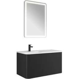Kale Fold Pro 100 Cm Sağ Etajer Lavabolu Mat Siyah Banyo Dolabı Takımı görsel 1