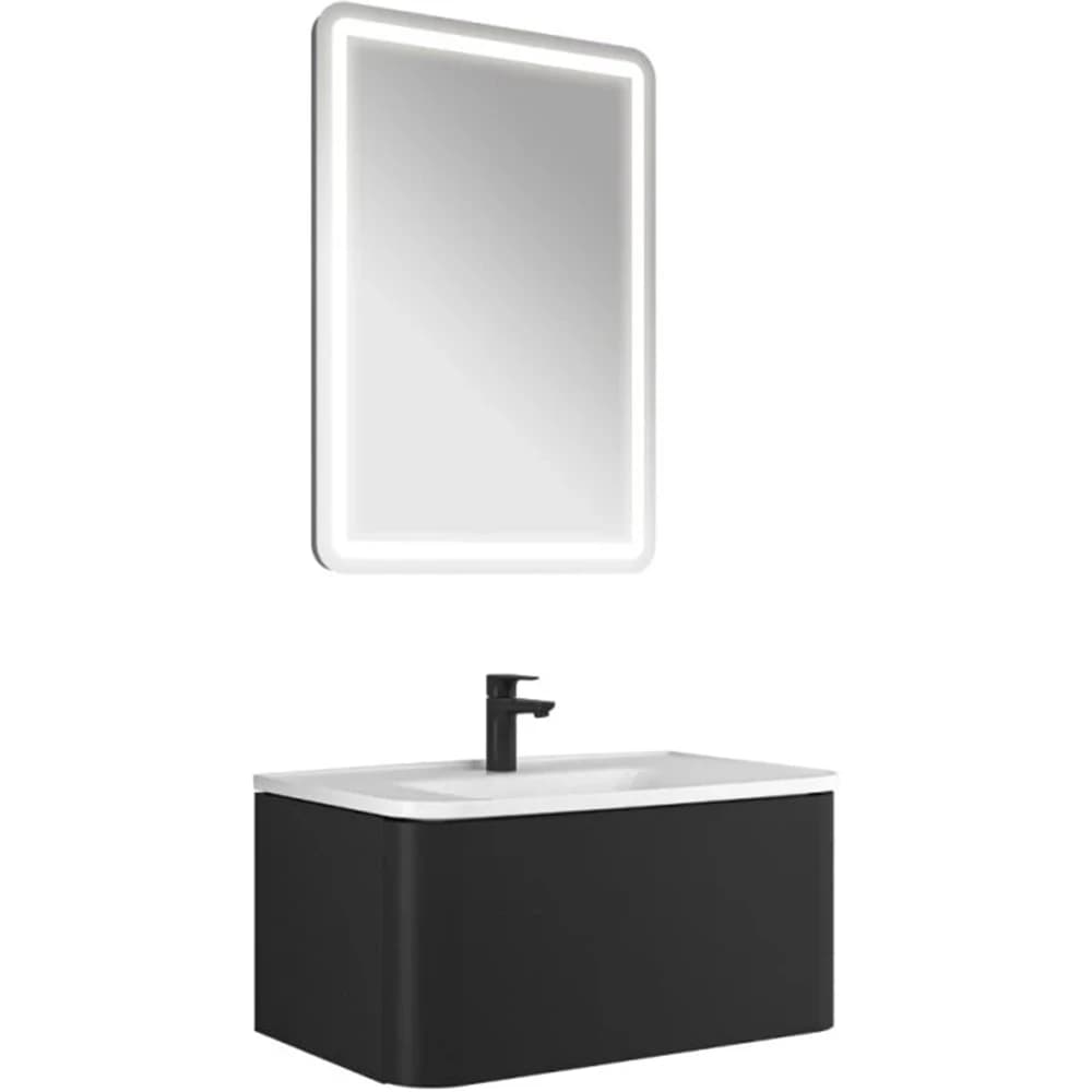 Kale Fold Pro 80 Cm Mat Siyah Banyo Dolabı Takımı