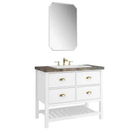 Kale Grandhome 100 Cm Mat Beyaz-Asteroid Banyo Dolabı Takımı (Mat Altın Kulp) görsel 1