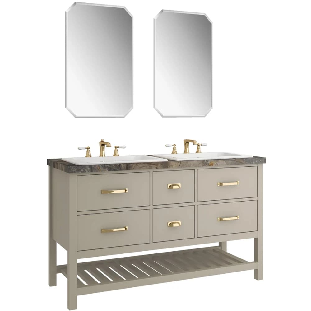 Kale Grandhome 140 Cm Mat Adaçayı Yeşili-Asteroid Banyo Dolabı Takımı (Mat Altın Kulp)