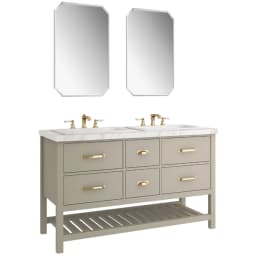 Kale Grandhome 140 Cm Mat Adaçayı Yeşili-Pallisandro Banyo Dolabı Takımı (Parlak Altın Kulp) görsel 1