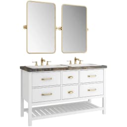 Kale Grandhome 140 Cm Mat Beyaz-Asteroid Banyo Dolabı Takımı (Parlak Altın Kulp) görsel 1
